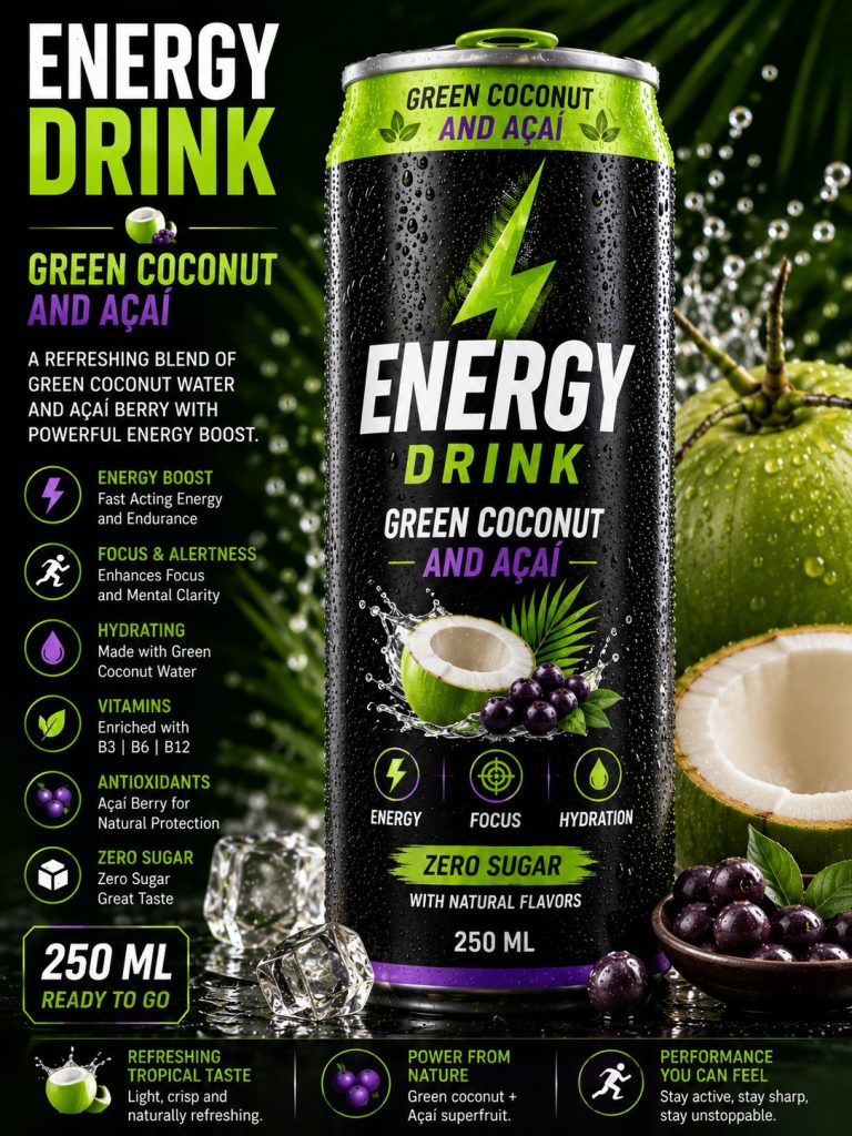 ENERGY DRINK GREEN COCONUT AND AÇAÍ (250 ML)