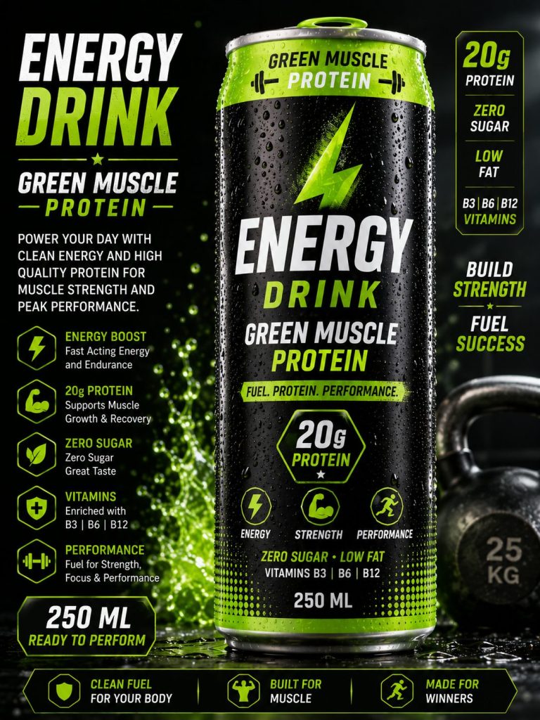 ENERGY DRINK GREEN MUSCLE PROTEIN (250 ML)