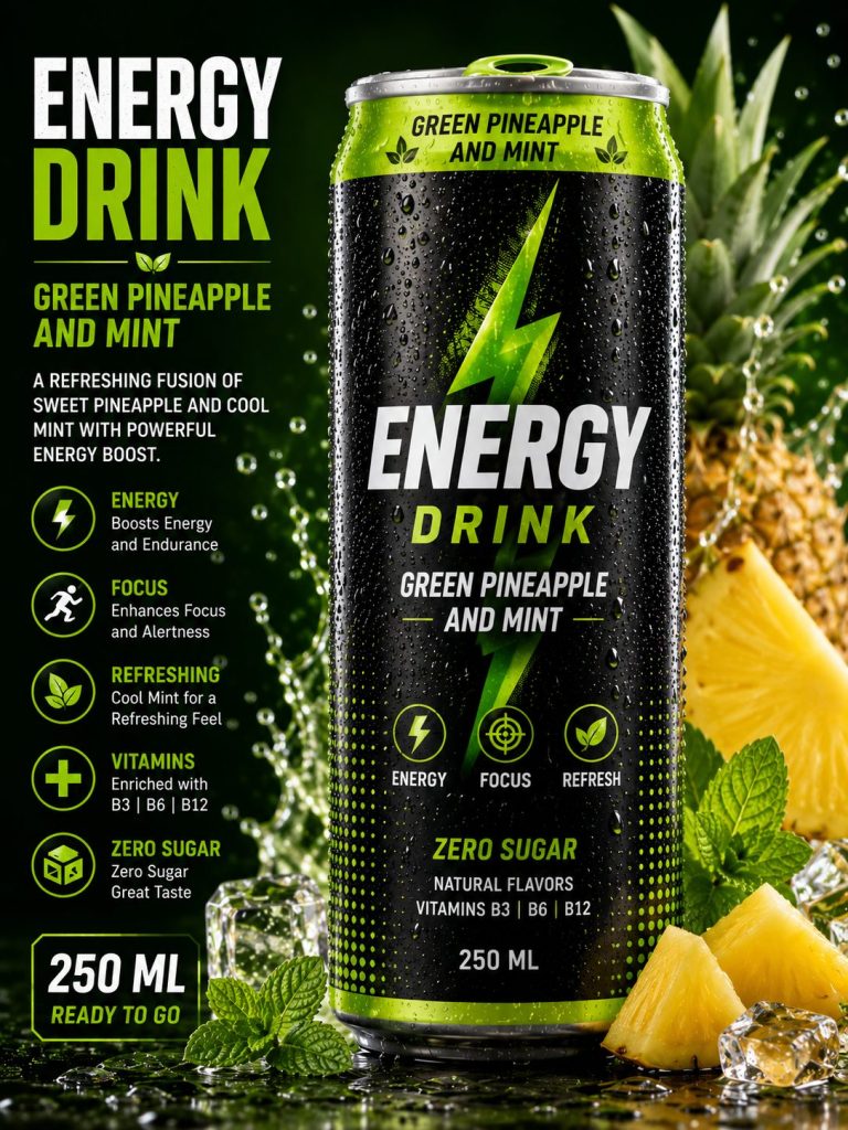 ENERGY DRINK GREEN PINEAPPLE AND MINT (250 ML)