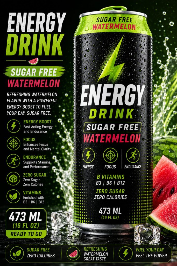 ENERGY DRINK SUGAR FREE WATERMELON (473 ML)