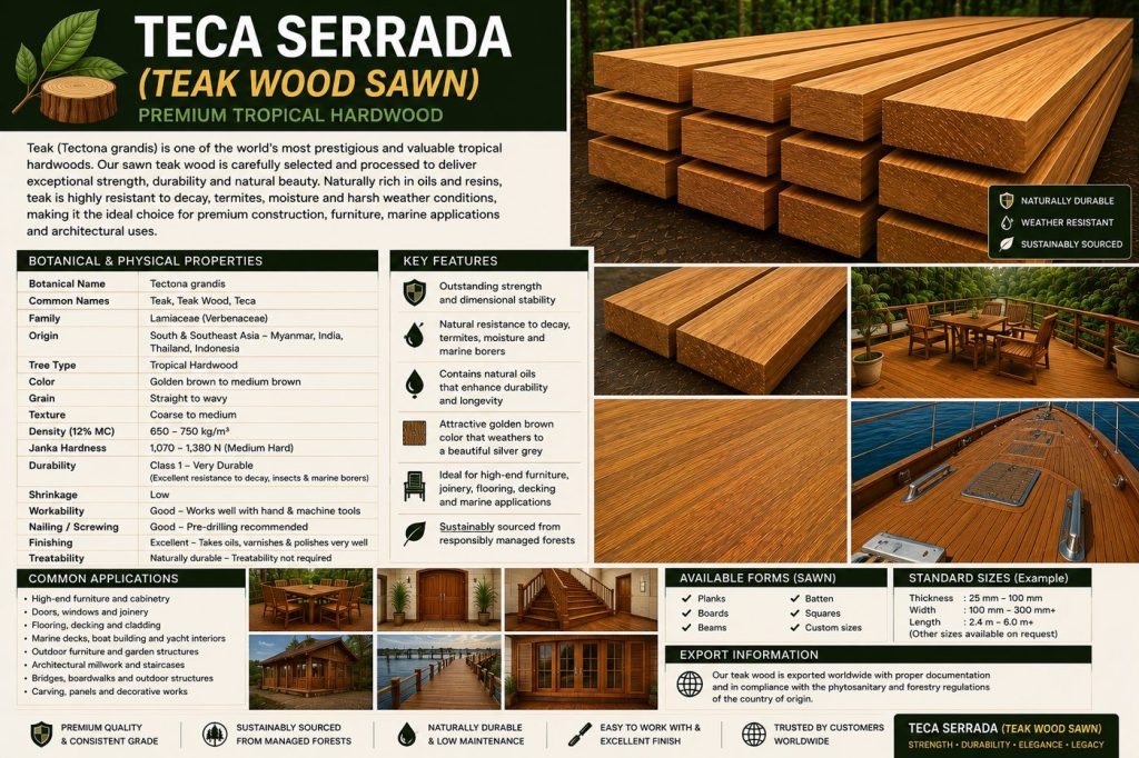 TECA SERRADA (TEAK WOOD SAWN)